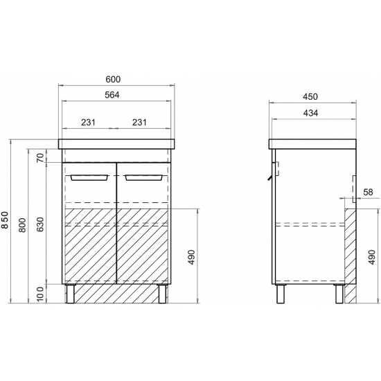 Тумба с раковиной VIGO Nova 60