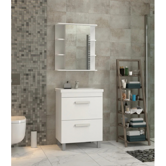 Тумба с раковиной VIGO Nova 70 2 ящика + Раковина Santek Миранда 70