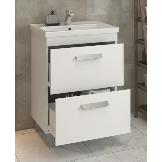 Тумба с раковиной VIGO Nova 70 2 ящика + Раковина Santek Миранда 70