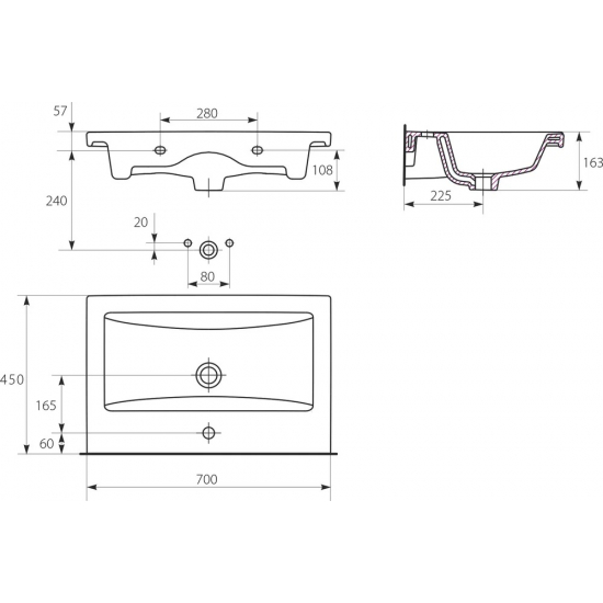 Тумба с раковиной VIGO Otti 70
