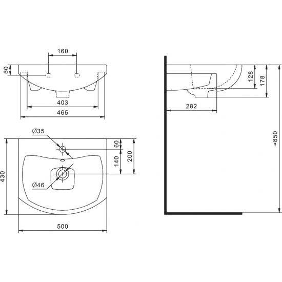 Тумба с раковиной VIGO Wing 50 напольная