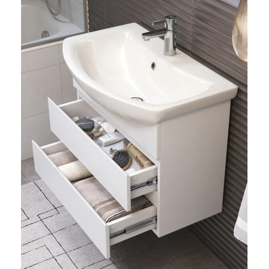 Тумба с раковиной VIGO Wing 60 белая матовая, 2 ящика