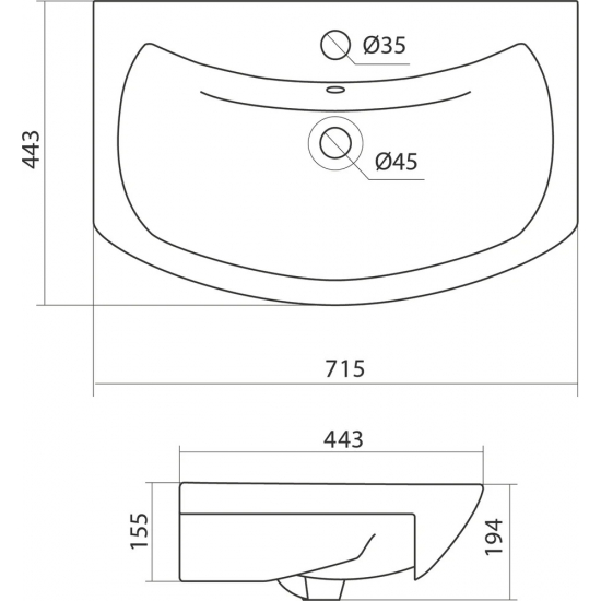 Тумба с раковиной VIGO Wing 70 дуб сонома, 2 ящика
