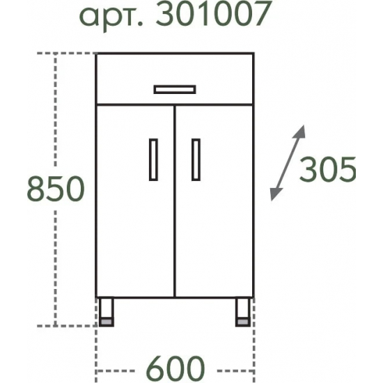 Тумба САНТА Стандарт TH 60 2 двери, 1 ящик