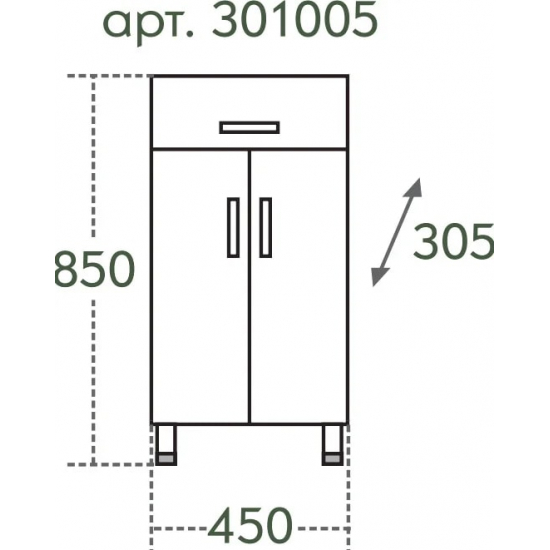 Тумба САНТА Стандарт ТН45 2 двери, 1 ящик