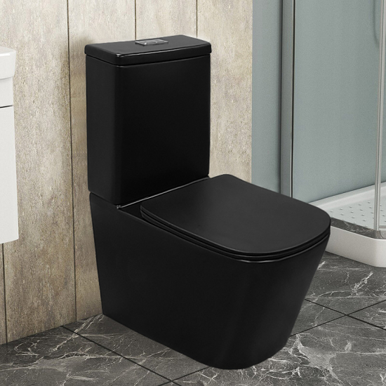 Унитаз компакт AZARIO Black King AZ-8303D с сиденьем микролифт, безоботковый, чёрный матовый