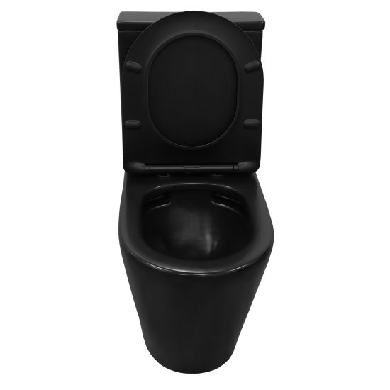 Унитаз компакт AZARIO Black Queen AZ-8380 с сиденьем микролифт, безоботковый, чёрный матовый