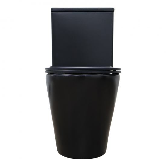 Унитаз компакт AZARIO Black Queen AZ-8380 с сиденьем микролифт, безоботковый, чёрный матовый