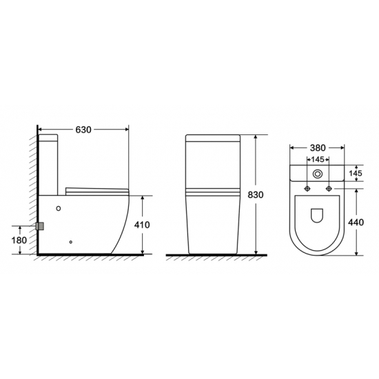 Унитаз компакт AZARIO Corsa AZ-2062S с сиденьем микролифт, безободковый 