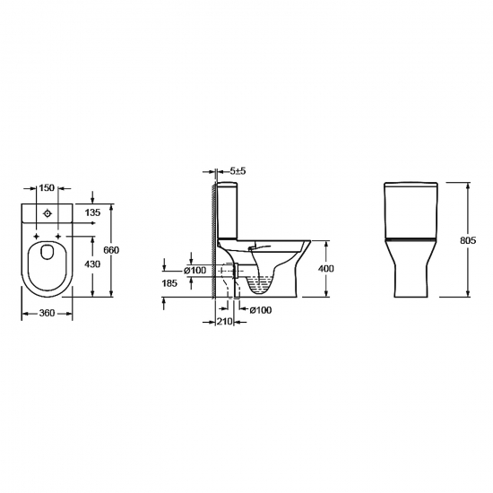 Унитаз компакт AZARIO Dante 93589 с сиденьем микролифт, безоботковый
