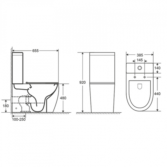 Унитаз компакт AZARIO Mirada AZ-1289A с сиденьем микролифт, безоботковый