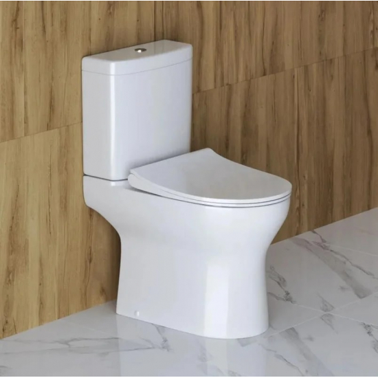 Унитаз компакт BELBAGNO Steam BB130CPR/SC безободковый, бачок BB130T, крышка BB130SC