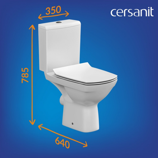 Унитаз компакт CERSANIT Carina Clean On 011 3/5 DPL EO slim с микролифтом, безоботковый