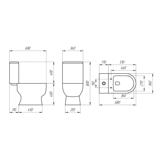 Унитаз компакт EVA GOLD A080 с сиденьем микролифт, быстросъёмное
