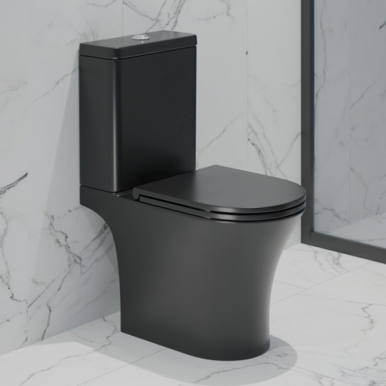 Унитаз компакт EVA GOLD A2801BM с сиденьем микролифт тонкое, быстросъёмное, матовый чёрный