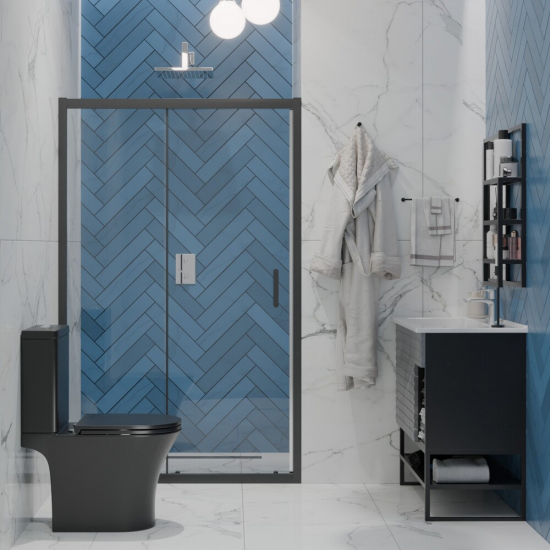 Унитаз компакт EVA GOLD A2801BM с сиденьем микролифт тонкое, быстросъёмное, матовый чёрный