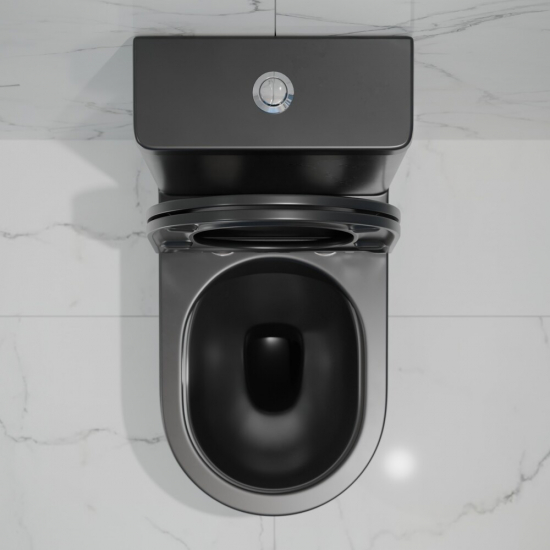 Унитаз компакт EVA GOLD A2801BM с сиденьем микролифт тонкое, быстросъёмное, матовый чёрный