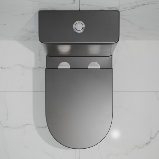 Унитаз компакт EVA GOLD A2801BM с сиденьем микролифт тонкое, быстросъёмное, матовый чёрный