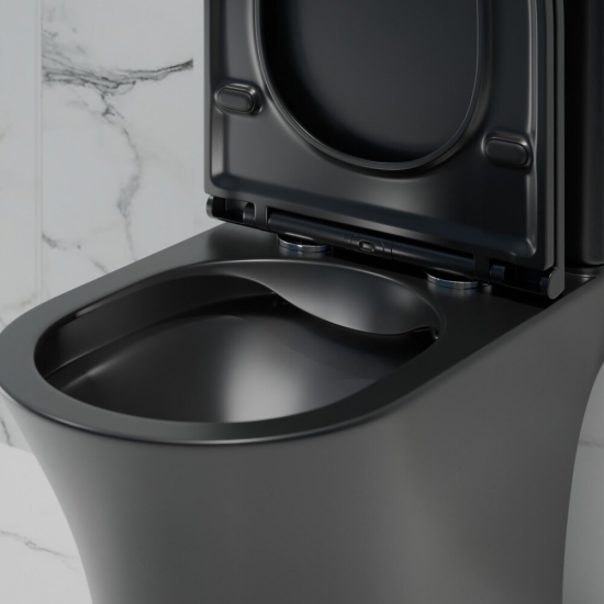 Унитаз компакт EVA GOLD A2801BM с сиденьем микролифт тонкое, быстросъёмное, матовый чёрный