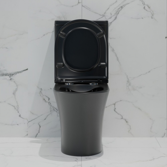 Унитаз компакт EVA GOLD A2801BM с сиденьем микролифт тонкое, быстросъёмное, матовый чёрный