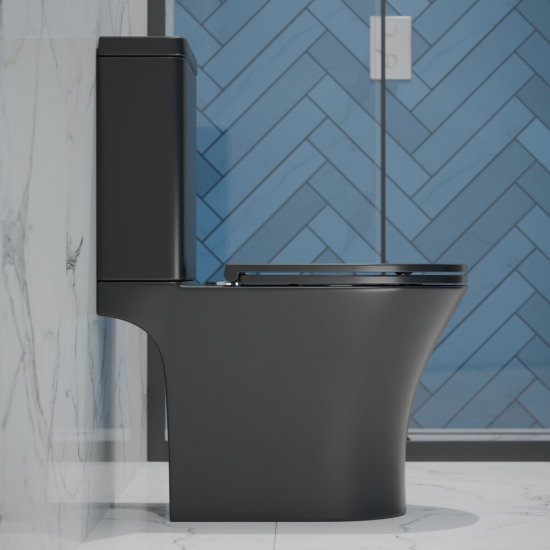 Унитаз компакт EVA GOLD A2801BM с сиденьем микролифт тонкое, быстросъёмное, матовый чёрный