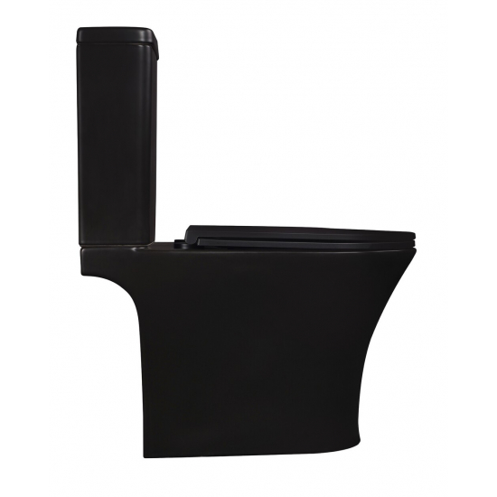 Унитаз компакт EVA GOLD A2801BM с сиденьем микролифт тонкое, быстросъёмное, матовый чёрный
