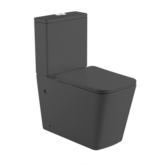 Унитаз компакт HOLLER Box MDG c 2-ух режимной арматурой, сиденье микролифт дюропласт, серый матовый