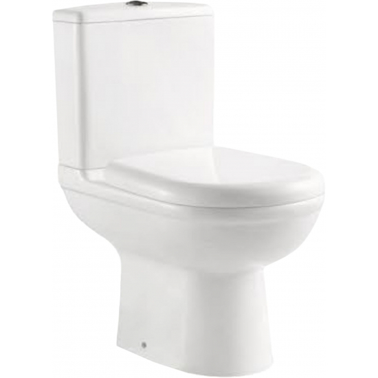 Унитаз компакт HOLLER Combo с 2-ух режимной арматурой, с сиденьем микролифт термопласт, белый