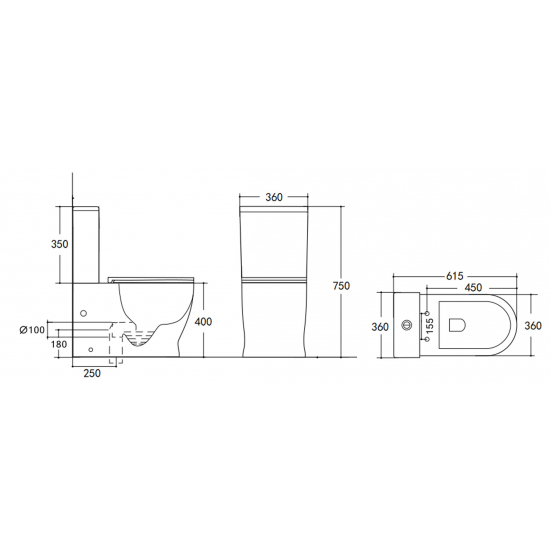 Унитаз компакт HOLLER Combo с 2-ух режимной арматурой, с сиденьем микролифт термопласт, белый