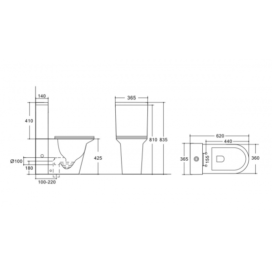 Унитаз компакт HOLLER Estet c 2-ух режимной арматурой, с сиденьем микролифт дюропласт, белый
