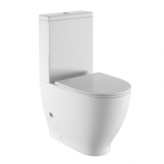 Унитаз компакт HOLLER Glass c 2-ух режимной арматурой, с сиденьем микролифт дюропласт, белый