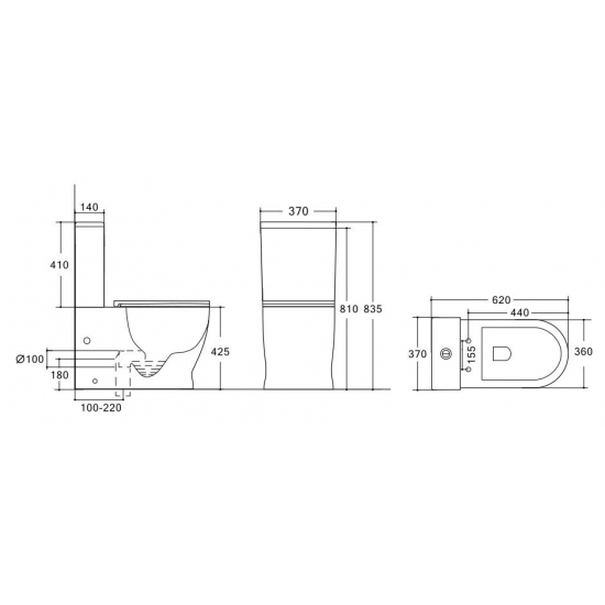 Унитаз компакт HOLLER Glass c 2-ух режимной арматурой, с сиденьем микролифт дюропласт, белый
