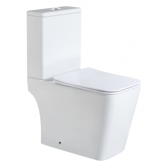 Унитаз компакт HOLLER Jet c 2-ух режимной арматурой, с сиденьем микролифт дюропласт, белый