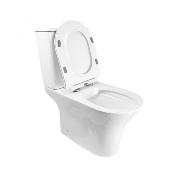 Унитаз компакт HOLLER Lan c 2-ух режимной арматурой, с сиденьем микролифт дюропласт, белый