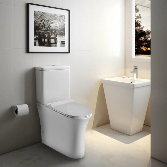 Унитаз компакт HOLLER Port c 2-ух режимной арматурой, с сиденьем микролифт дюропласт, белый