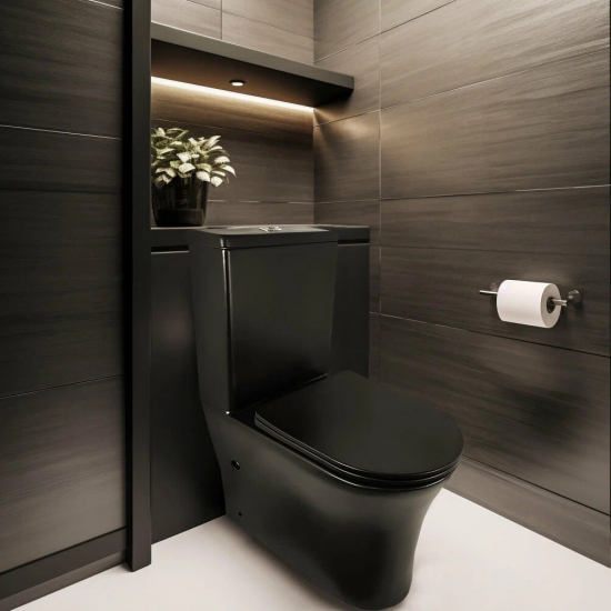 Унитаз компакт HOLLER Sit MB c 2-ух режимной арматурой, сиденье микролифт дюропласт, чёрный матовый