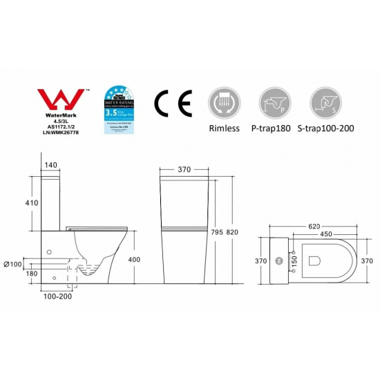 Унитаз компакт HOLLER Sit с 2-ух режимной арматурой, с сиденьем микролифт дюропласт, белый