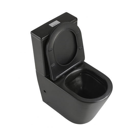Унитаз компакт HOLLER Slim MB с 2-ух режимной арматурой, сиденье микролифт дюропласт, чёрный матовый