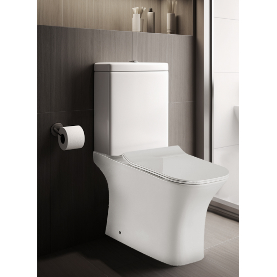 Унитаз компакт HOLLER Toko с 2-ух режимной арматурой, с сиденьем микролифт дюропласт, белый