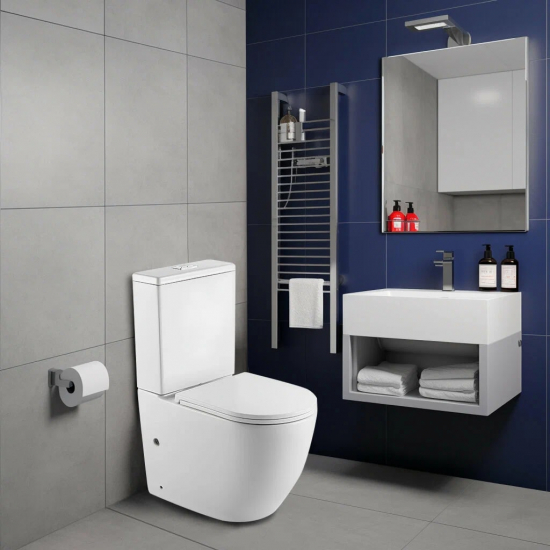 Унитаз компакт HOLLER West Tornado безободковый, с сиденьем микролифт дюропласт, белый