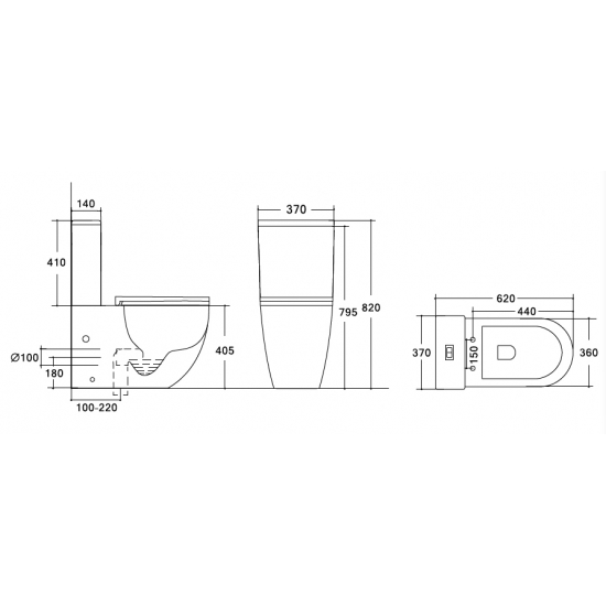 Унитаз компакт HOLLER West Tornado безободковый, с сиденьем микролифт дюропласт, белый