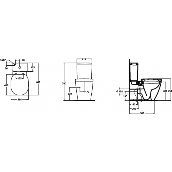 Унитаз компакт IDEAL STANDARD Connect Cube E803701