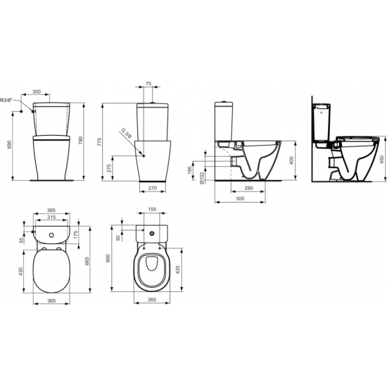 Унитаз компакт IDEAL STANDARD Connect с микролифтом E716401