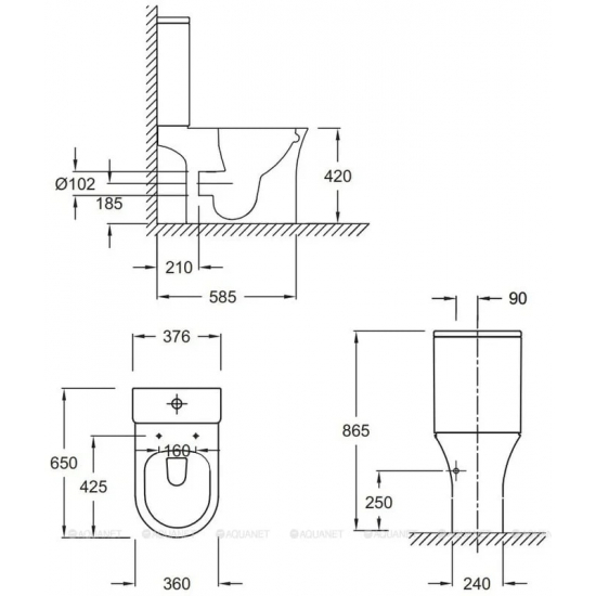 Унитаз компакт JACOB DELAFON Aleo UJAL102-0 + Бачок ETAL212-0 + Крышка-сиденье 530325