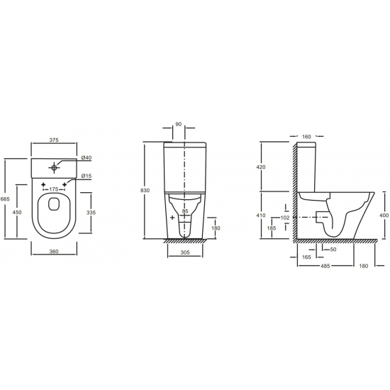 Унитаз компакт JACOB DELAFON Rodin+ UJAB102-00