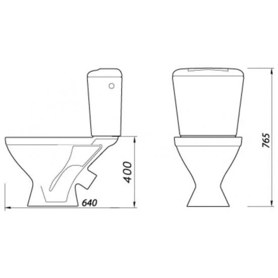 Унитаз компакт ЛОБНЕНСКИЙ СТРОЙФАРФОР Комфорт Эконом боковая подводка, косой выход, без арматуры