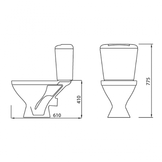Унитаз компакт ЛОБНЕНСКИЙ СТРОЙФАРФОР Универсал NEW 90 нижняя подводка, горизонтальный выход, белый