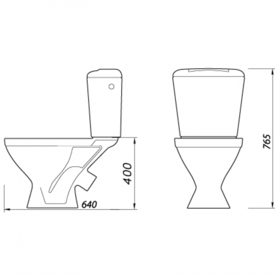 Унитаз компакт ЛОБНЕНСКИЙ СТРОЙФАРФОР Универсал Стандарт нижняя подводка, косой выход, белый