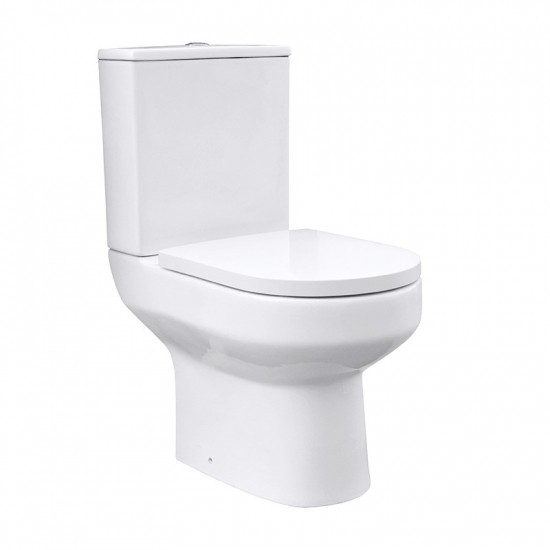 Унитаз компакт MIRSANT Slim UF с сиденьем микролифт дюропласт, безоботковый