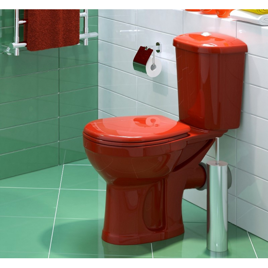 Унитаз компакт ОСКОЛЬСКАЯ КЕРАМИКА Дора с сиденьем полипропилен, горизонтальный выход, красный